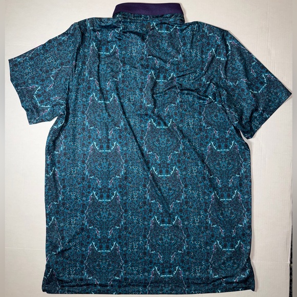 Greyson Men's Patterned Polo Shirt - Blue and Purple - Picture 3 of 4